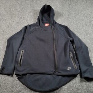 Nike Tech Fleece Hoodie Womens Medium Black Full Zip Asymmetrical 545693-010